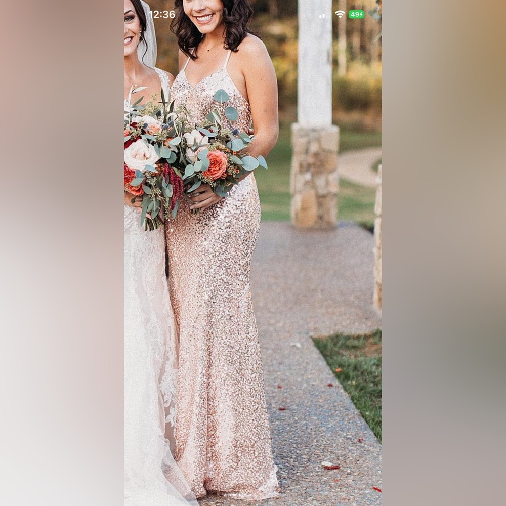 Azazie Rose Gold Sequin Dress